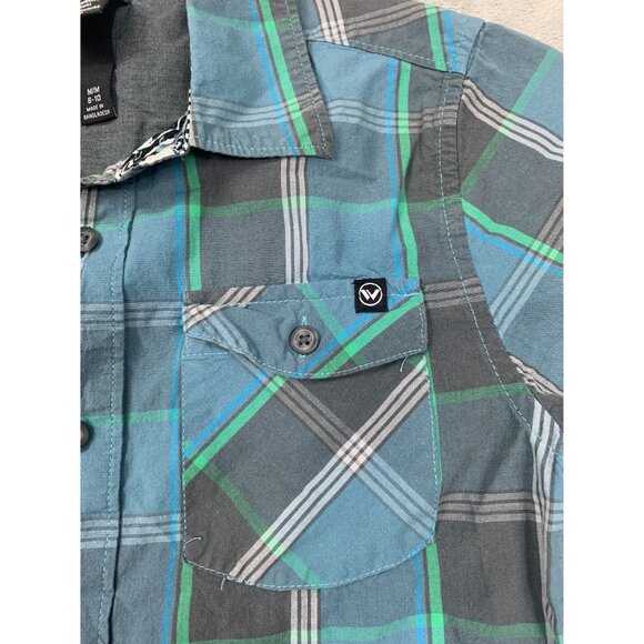 Shaun White Boys medium 8-10 Plaid Shirt Blue/Green snowboarder skateboarder - Picture 9 of 10